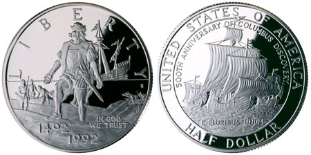 1992 Columbus half dollar