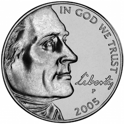 2005 Jefferson nickel obverse