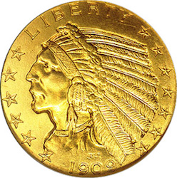 1909 ten dollar gold coin